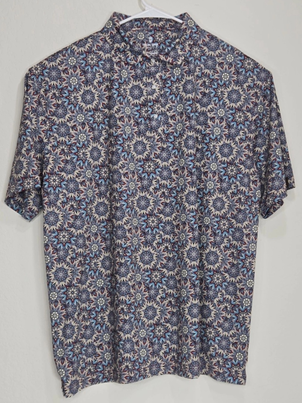 Iron Oak Polo Shirt Hell Bent Geometric Texas Performance Pearl Snap AOP 2XL